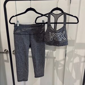 VSX Grey Sports Bra (m) and Leggings (s) Workout Set - Victoria’s Secret - Nice